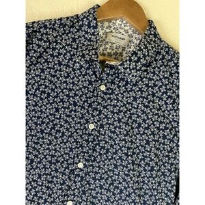 Duchamp Dress Shirt Men's 16.5 -43 Blue Slim Fit Floral Button Up L/S Cotton